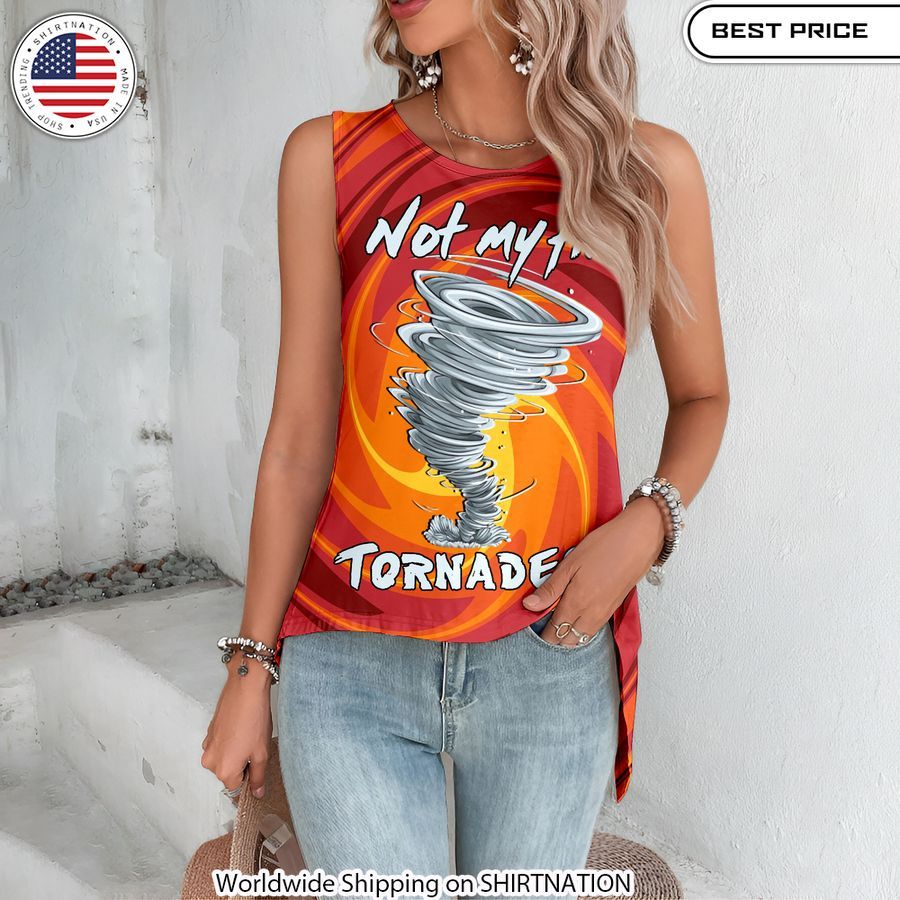 Twisters Not My First Tornadeo Cut Out Wrap Back Tank Top Wrap Back Top