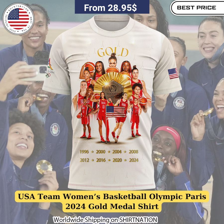 USA Team Women’s Basketball Olympic Paris 2024 Gold Medal Shirt Olympic Basketball Merchandise