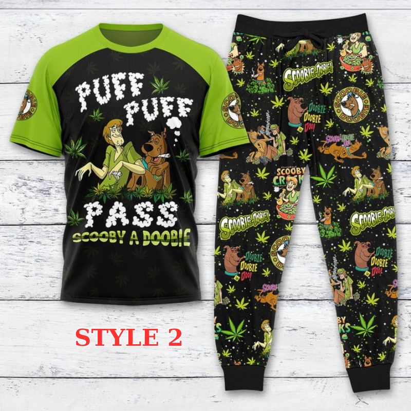 Puff Puff Pass Scooby a Doobie Weed Pajamas Set 2