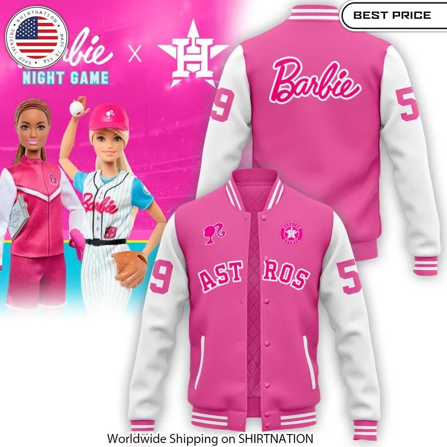 Barbie Houston Astros Night Game Baseball Jacket Best couple on earth