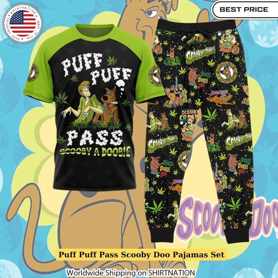 Puff Puff Pass Scooby Doo Pajamas Set Bright and colorful designs