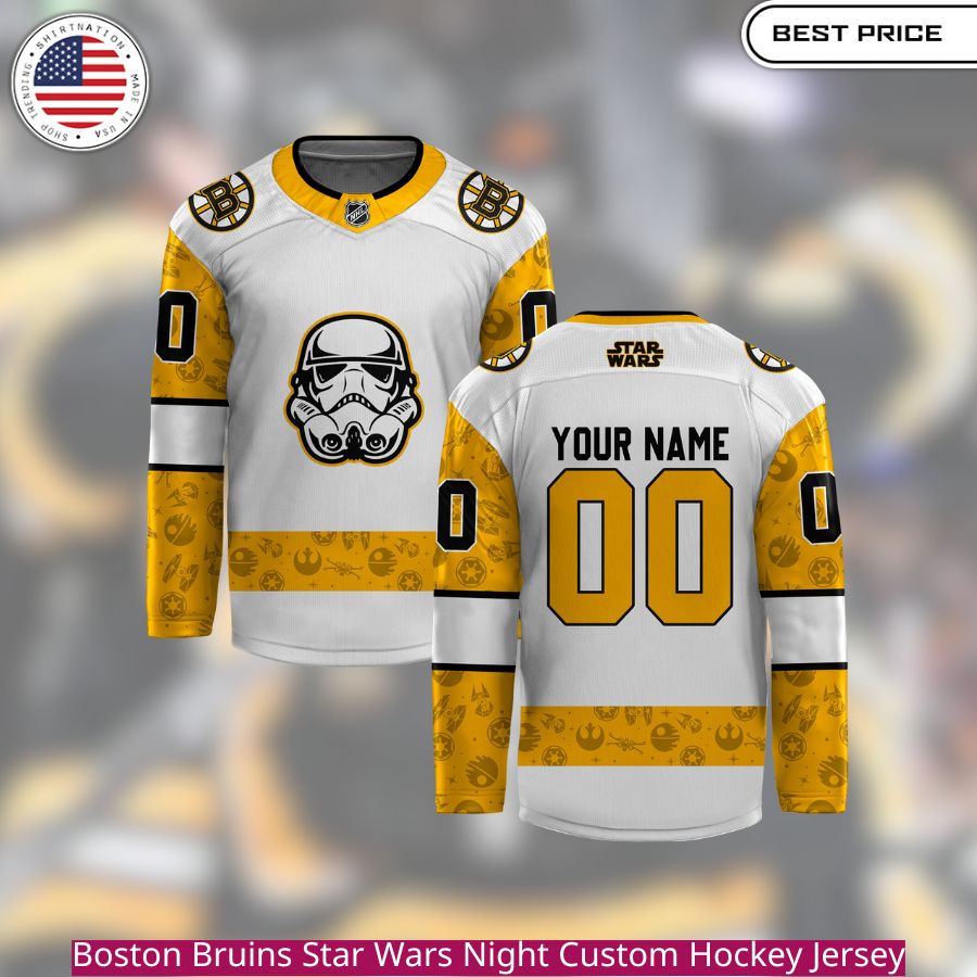 Boston Bruins Star Wars Night Custom Hockey Jersey black and gold colors, perfect for fans