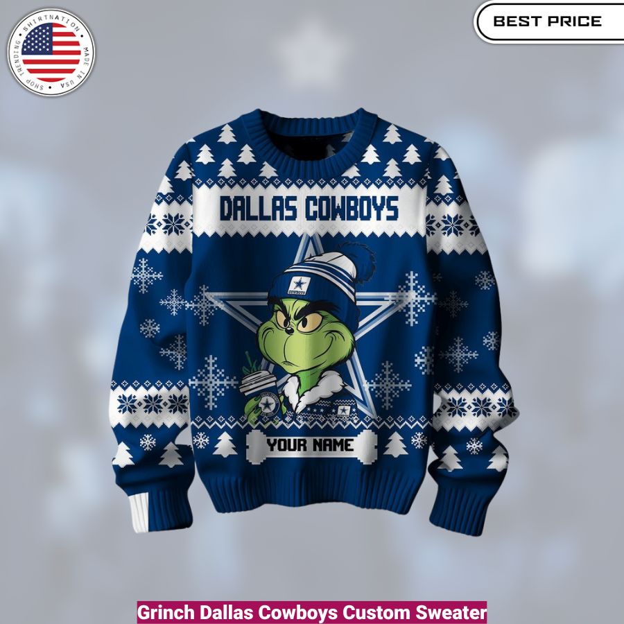 Grinch Dallas Cowboys Custom Sweater- cozy, fashionable, versatile