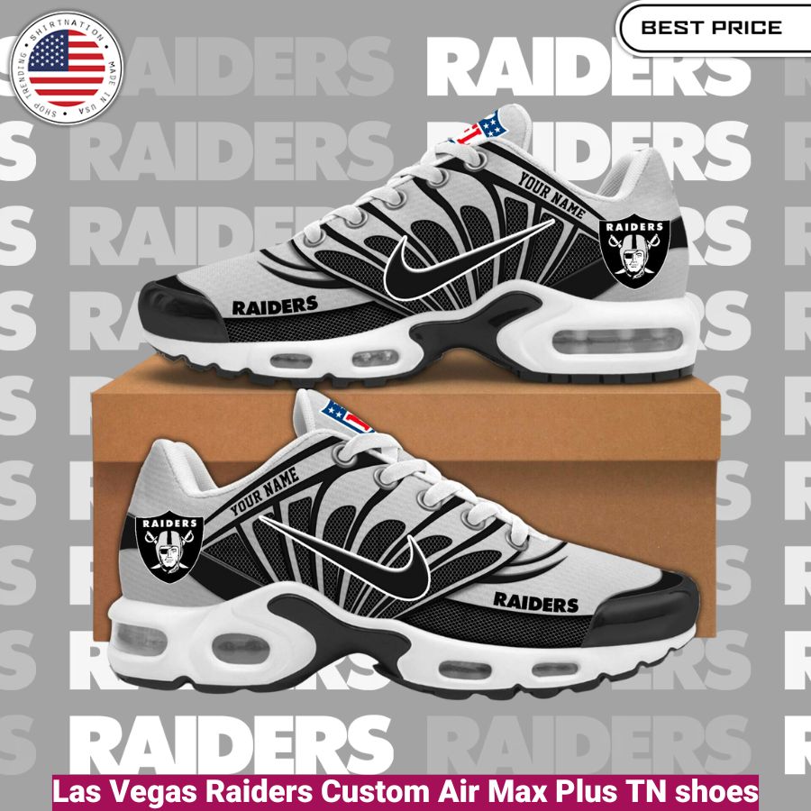 Las Vegas Raiders Custom Air Max Plus TN shoes, fashionable, iconic