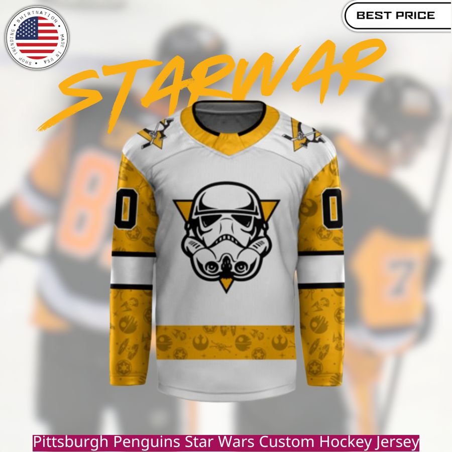 Pittsburgh Penguins Star Wars Custom Hockey Jersey black and gold color scheme with a Star Wars theme