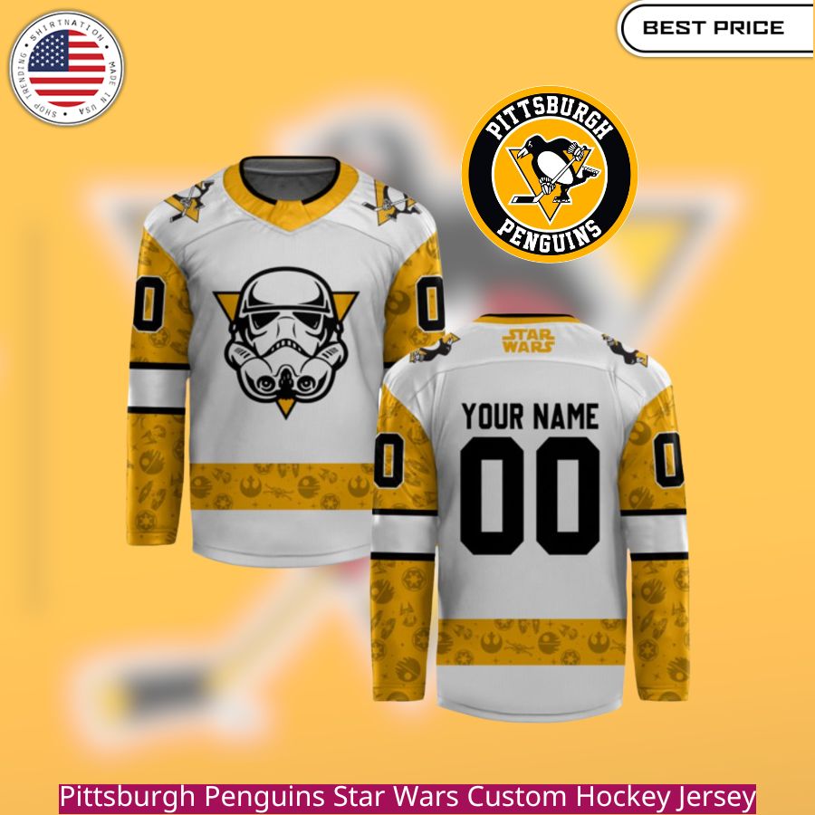 Pittsburgh Penguins Star Wars Custom Hockey Jersey black and gold color scheme with a Star Wars theme